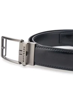 Cintura nera in pelle con fibbia in metallo Navigare A3876-35