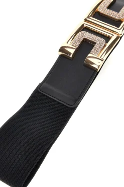 Cintura nero elastica con fibbia gioiello First lady WIS C