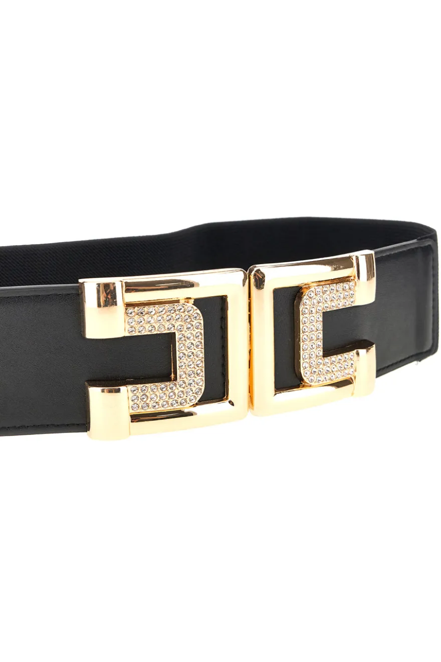 Cintura nero elastica con fibbia gioiello First lady WIS C