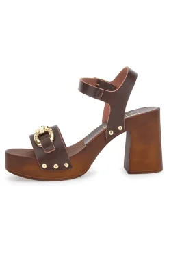 Clogs mit Braun mit goldenen Details Pittarello 9086