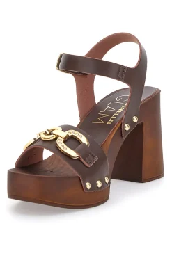Clogs mit Braun mit goldenen Details Pittarello 9086