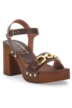Clogs mit Braun mit goldenen Details Pittarello 9086