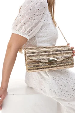 Clutch Elegante in Rafia Beige Coveri Collection 0189