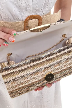 Clutch Elegante in Rafia Beige Coveri Collection 0189