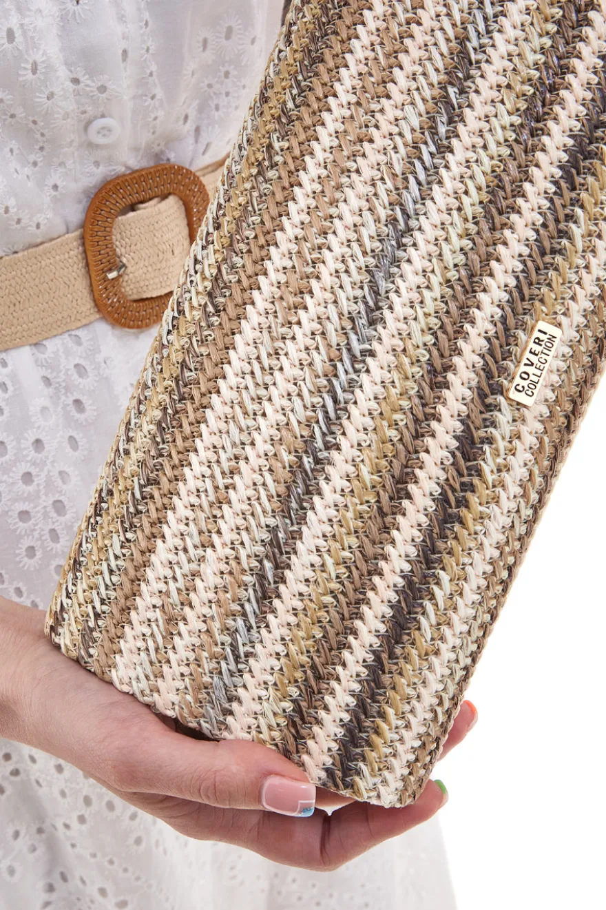 Clutch Elegante in Rafia Beige Coveri Collection 0189