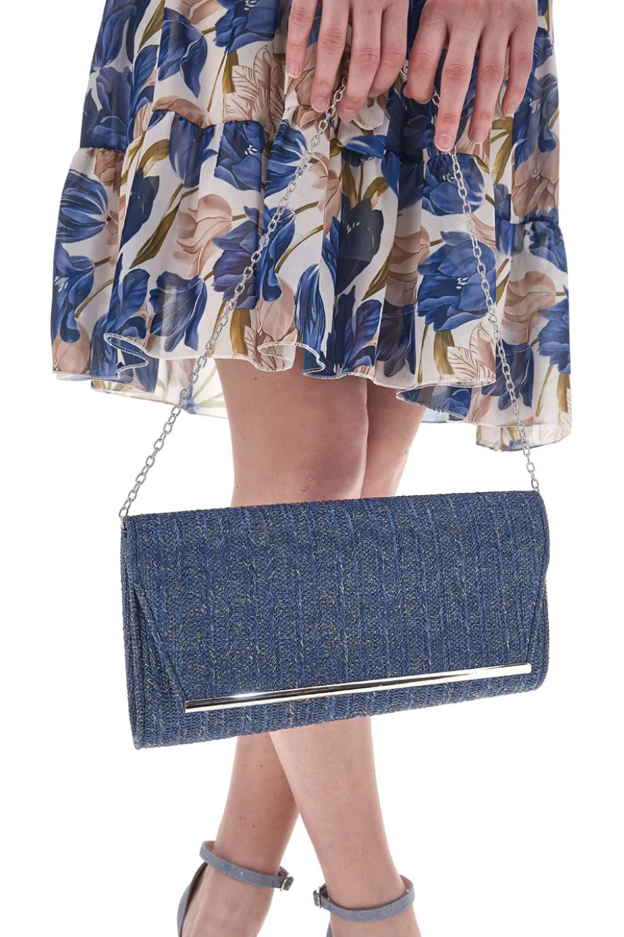 Clutch Elegante in Tessuto Color Denim Coveri Collection 0189