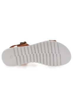 Cognacfarbene Sandalen, hergestellt in Italien, Plocadi 001