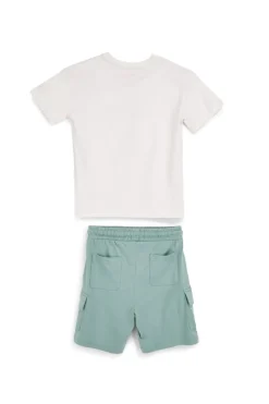 Completo bianco e verde con stampa Explorer Pitt kids PT-B-SE-9009