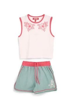 Completo bianco e verde con canotta e shorts Pitt kids PT-G-SE-9003