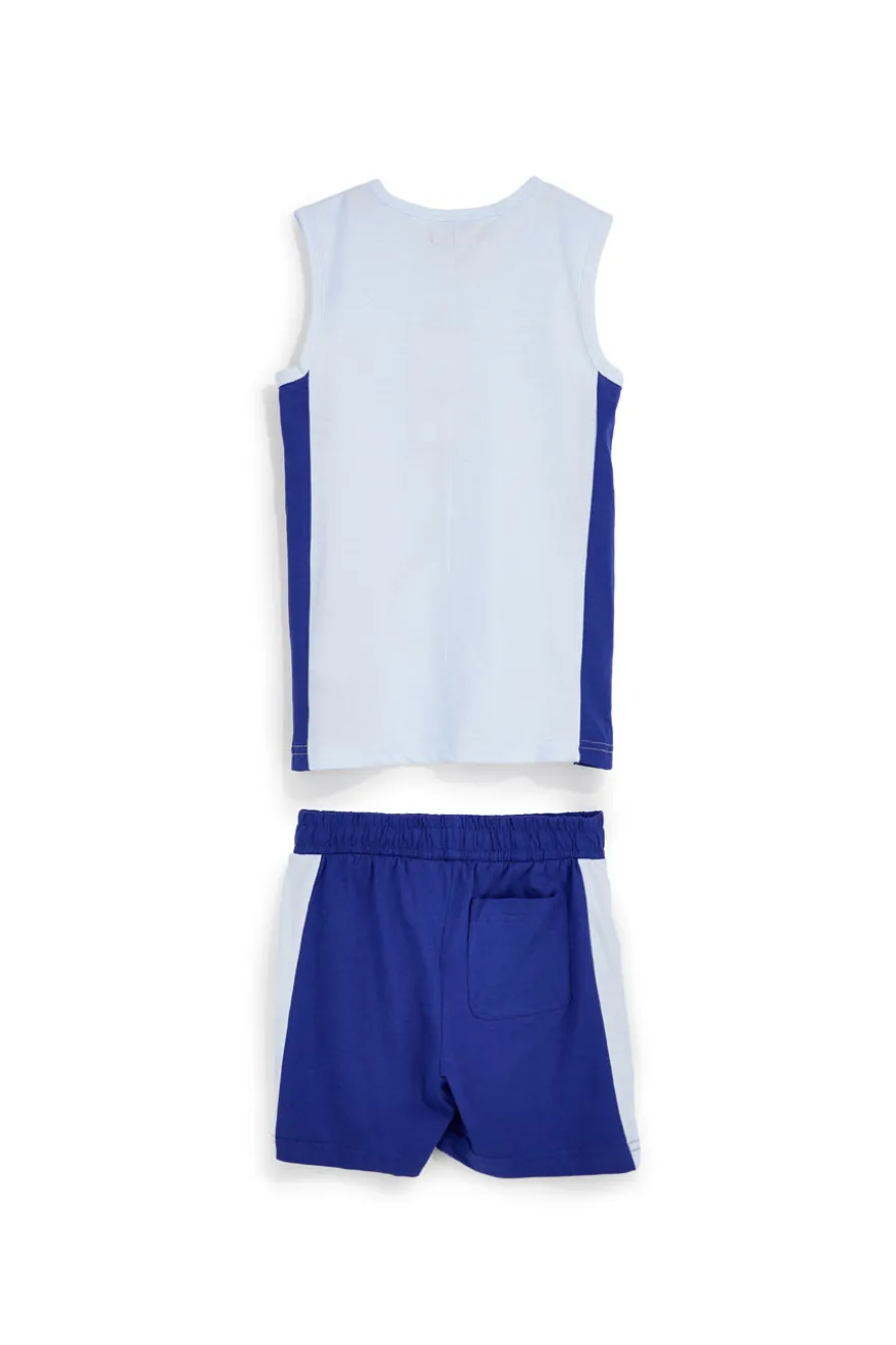 Completo canotta + pantaloni blu e azzurro Pitt kids Pt-b-se-9034