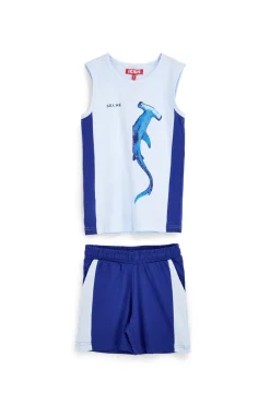 Completo canotta + pantaloni blu e azzurro Pitt kids Pt-b-se-9034