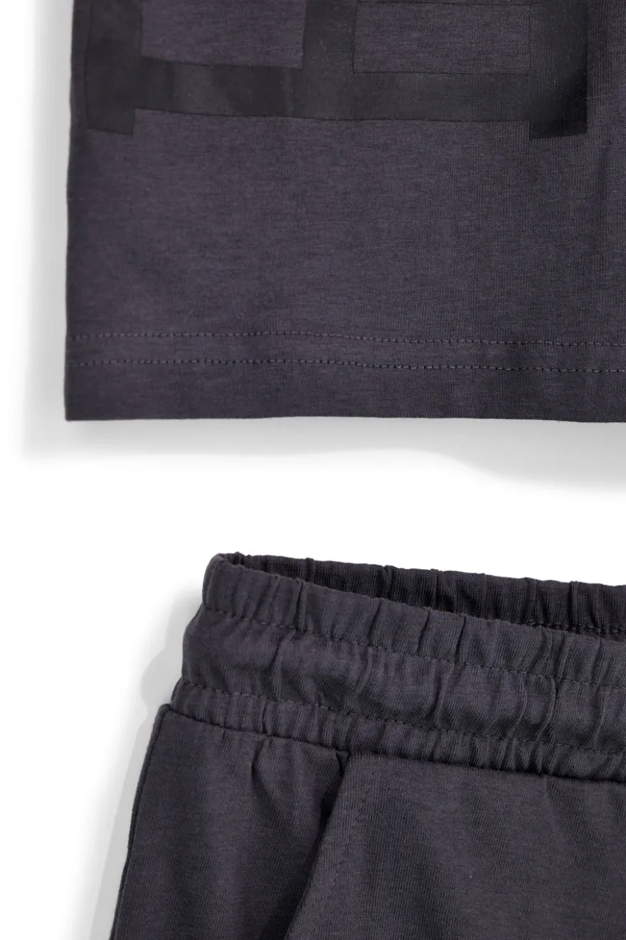 Completo t-shirt + pantaloni rosso e nero Pitt kids Pt-b-se-9028