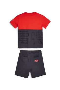 Completo t-shirt + pantaloni rosso e nero Pitt kids Pt-b-se-9028