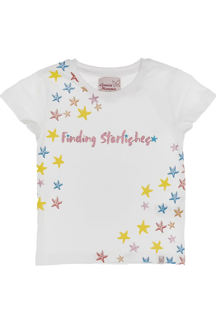 Completo T-shirt e Pantaloncini Grazie Mamma 03047 Bianco e Rosa