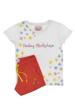 Completo T-shirt e Pantaloncini Grazie Mamma 03047 Bianco e Rosa