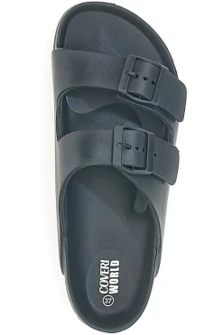 COVERI WORLD DCW39 Hausschuhe mit Doppelschnalle, schwarz
