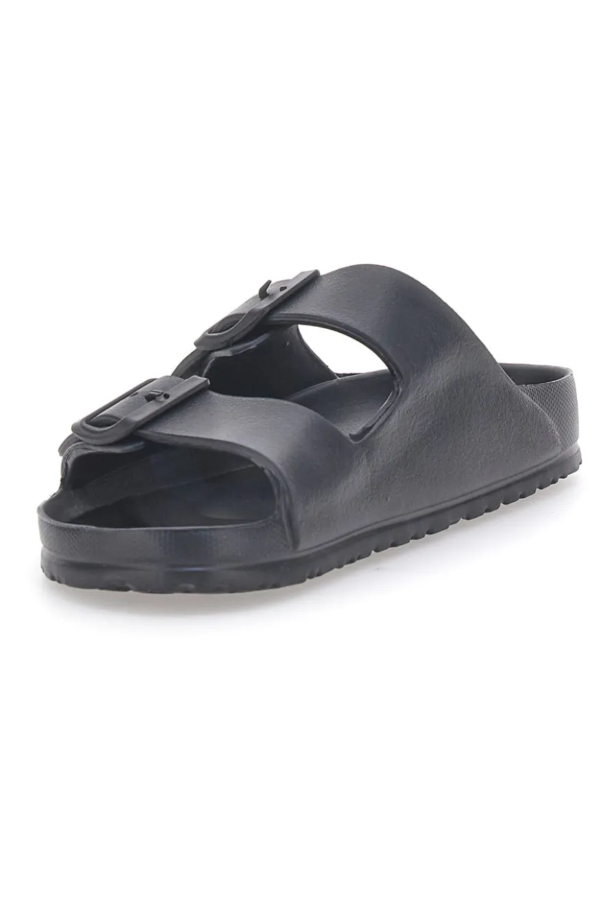 COVERI WORLD DCW39 Hausschuhe mit Doppelschnalle, schwarz