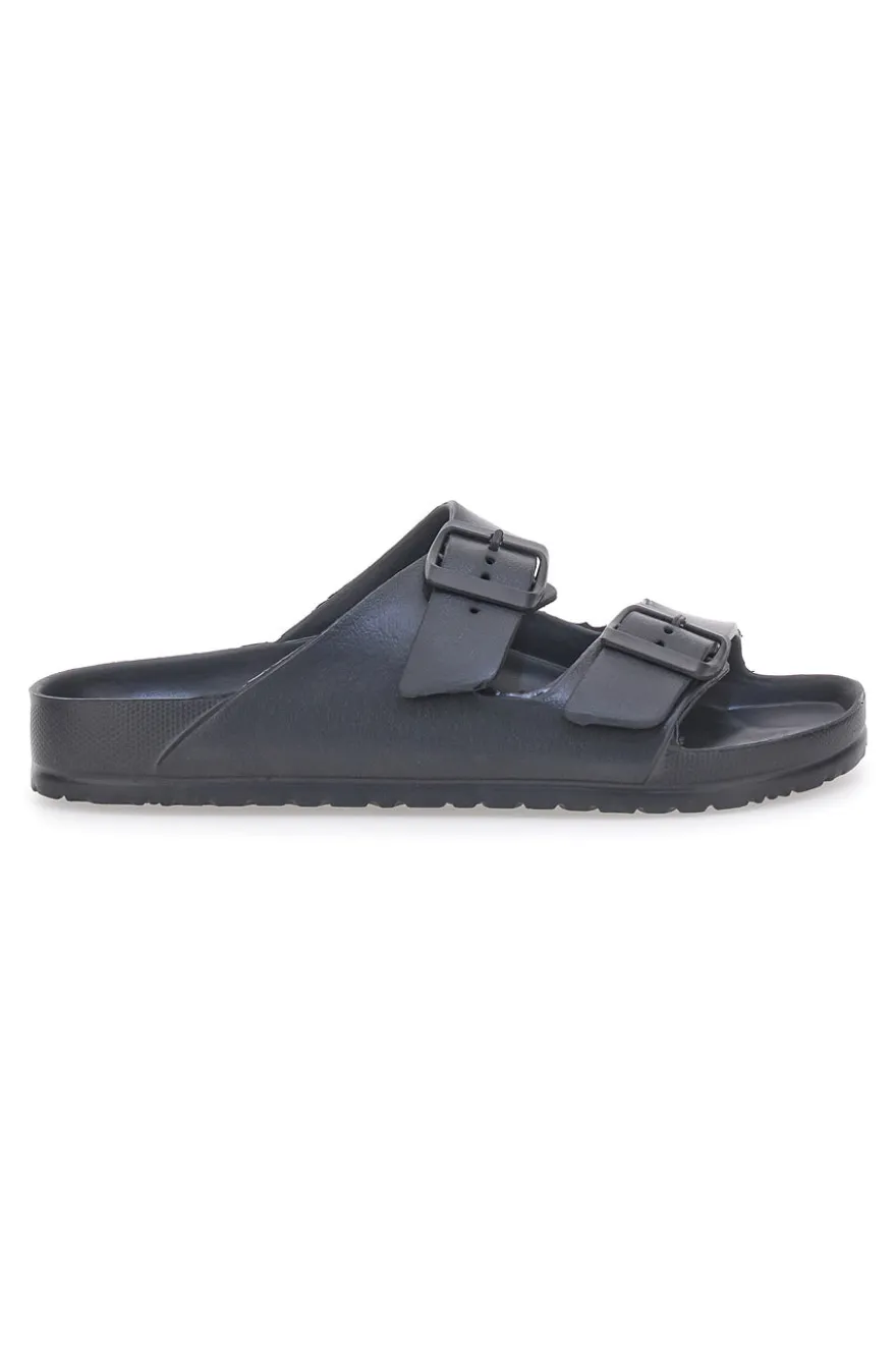 COVERI WORLD DCW39 Hausschuhe mit Doppelschnalle, schwarz
