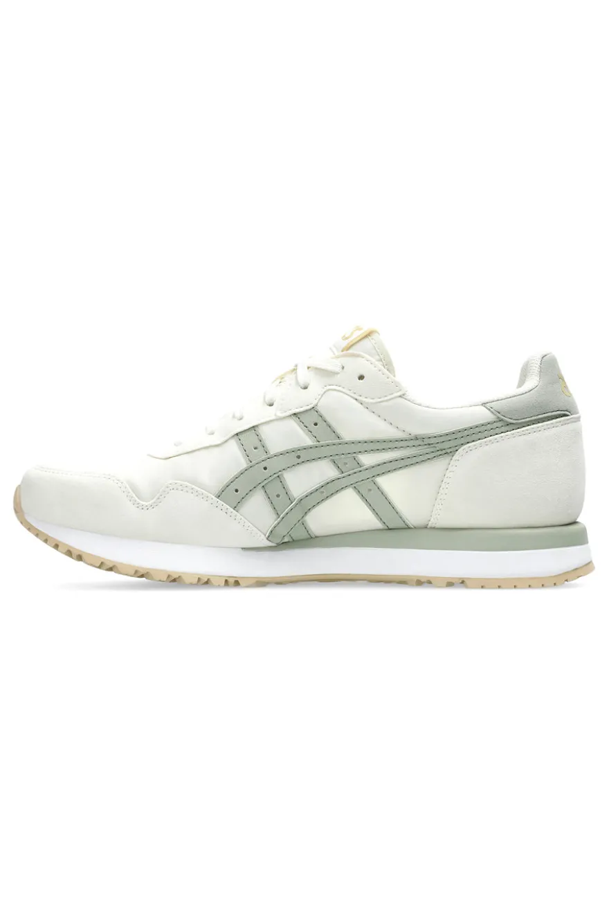 Cremefarbene und grüne Sneakers mit Ortholite-Einlegesohle ASICS Tiger Runner II