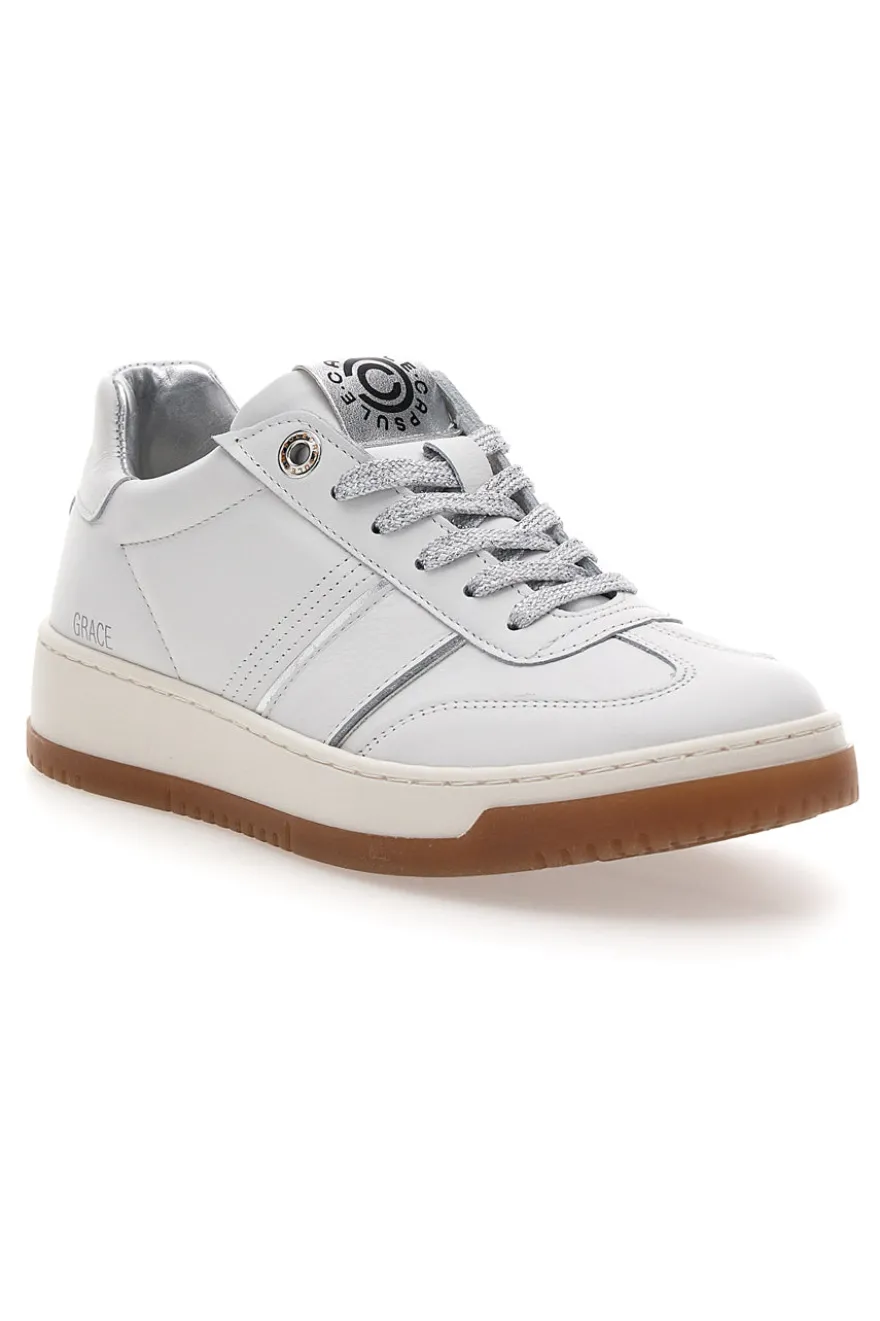 Damen weiße Leder Turnschuhe Pittarello Kapseln S1