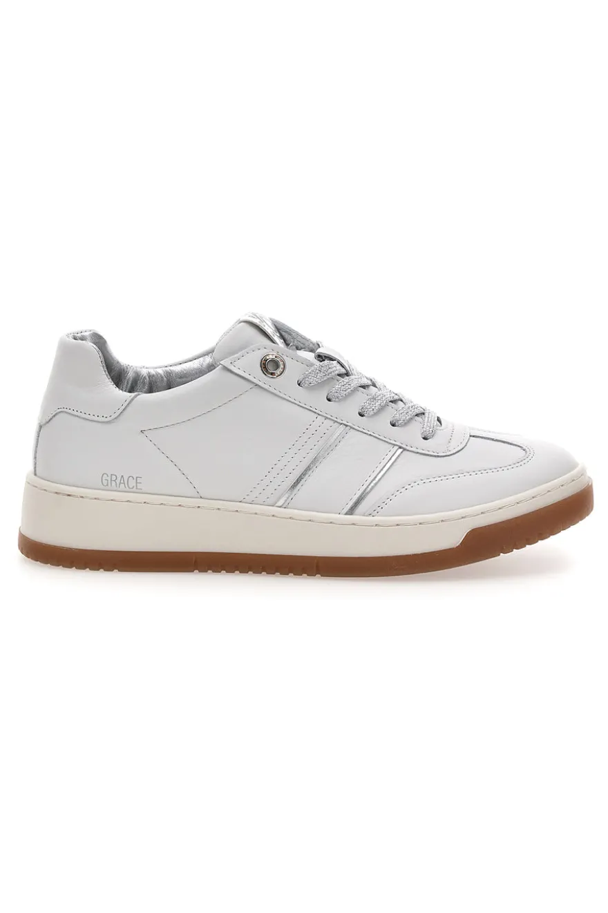 Damen weiße Leder Turnschuhe Pittarello Kapseln S1