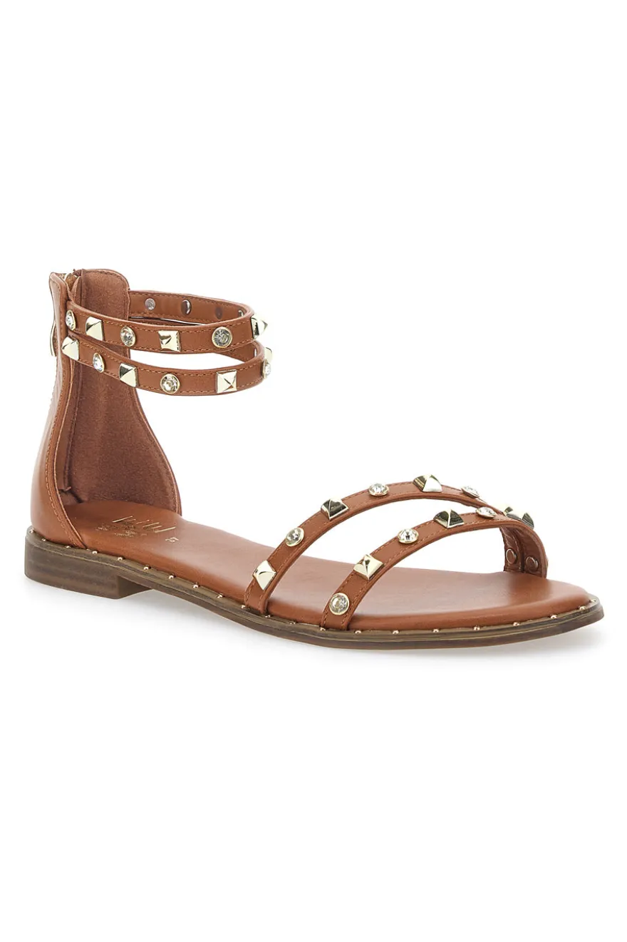 Damensandalen mit Nieten Braun Me & Me 2535