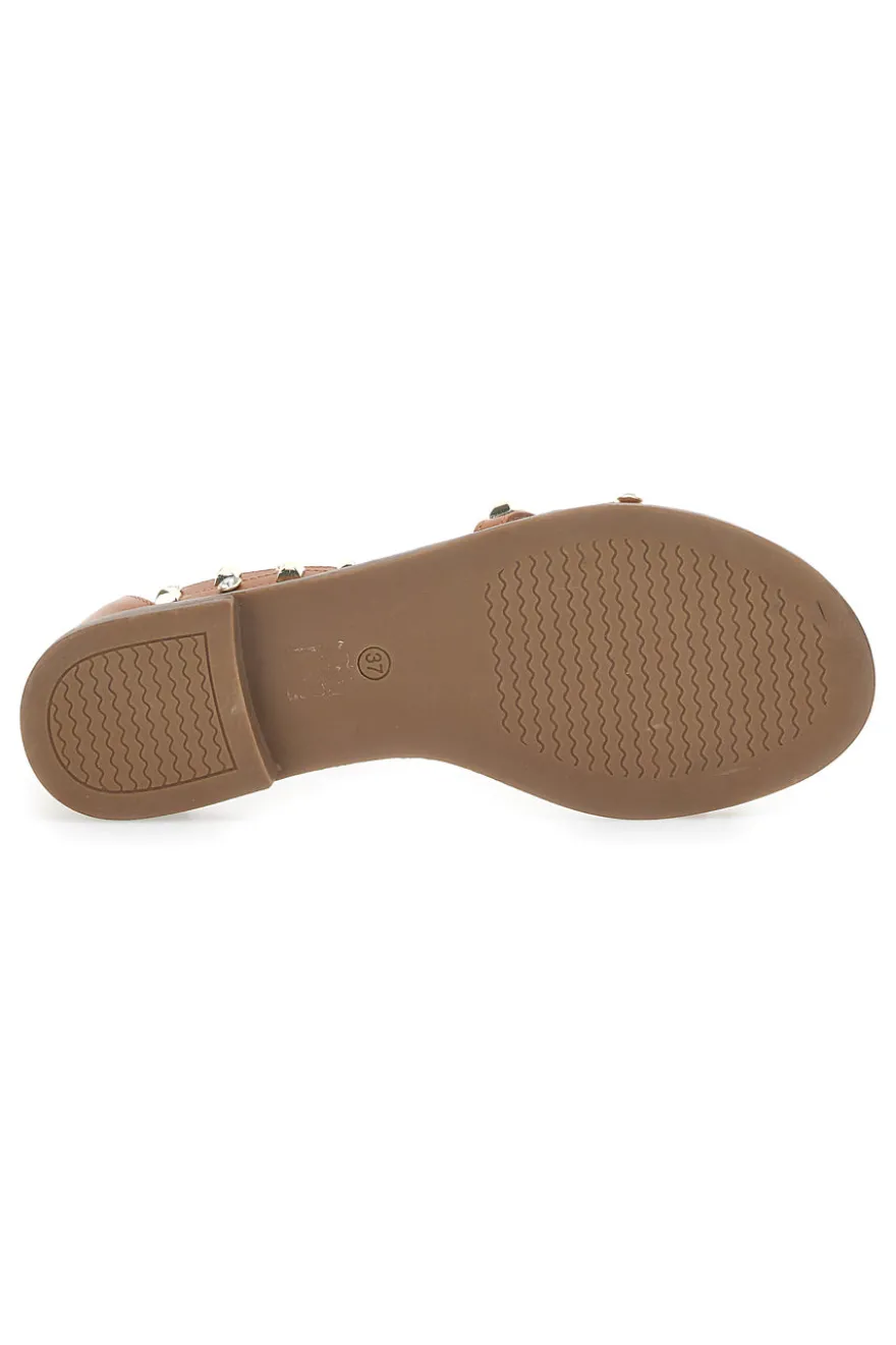 Damensandalen mit Nieten Braun Me & Me 2535