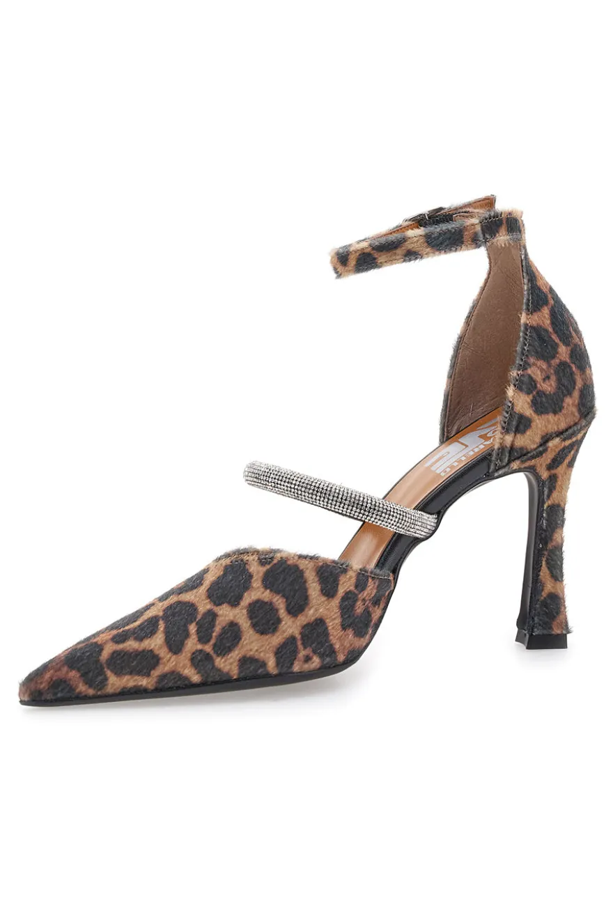 Décolleté animalier con cinturini e tacco a rocchetto Pittarello love 7092