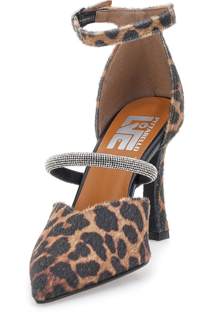 Décolleté animalier con cinturini e tacco a rocchetto Pittarello love 7092