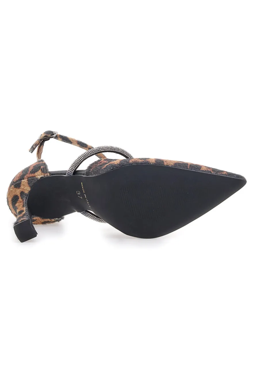 Décolleté animalier con cinturini e tacco a rocchetto Pittarello love 7092