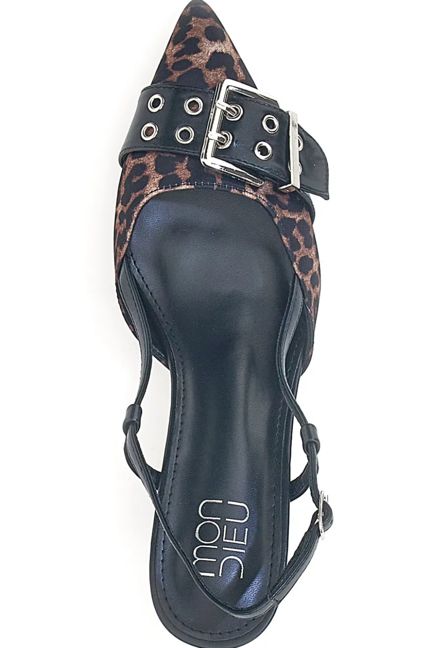 Décolleté Animalier e Nero slingback tacco medio Mon dieu APY22