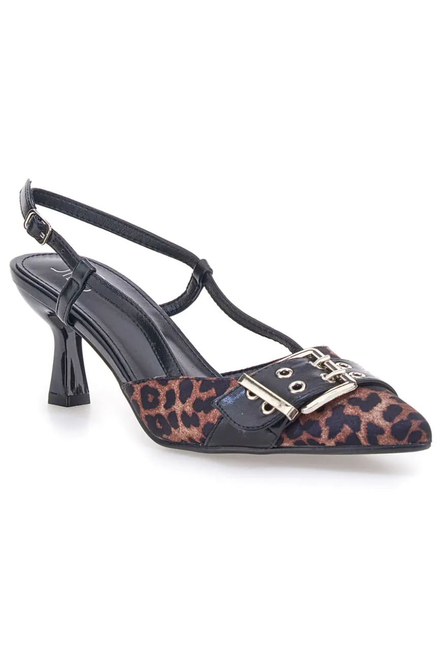 Décolleté Animalier e Nero slingback tacco medio Mon dieu APY22