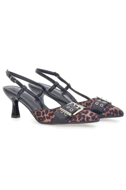 Décolleté Animalier e Nero slingback tacco medio Mon dieu APY22
