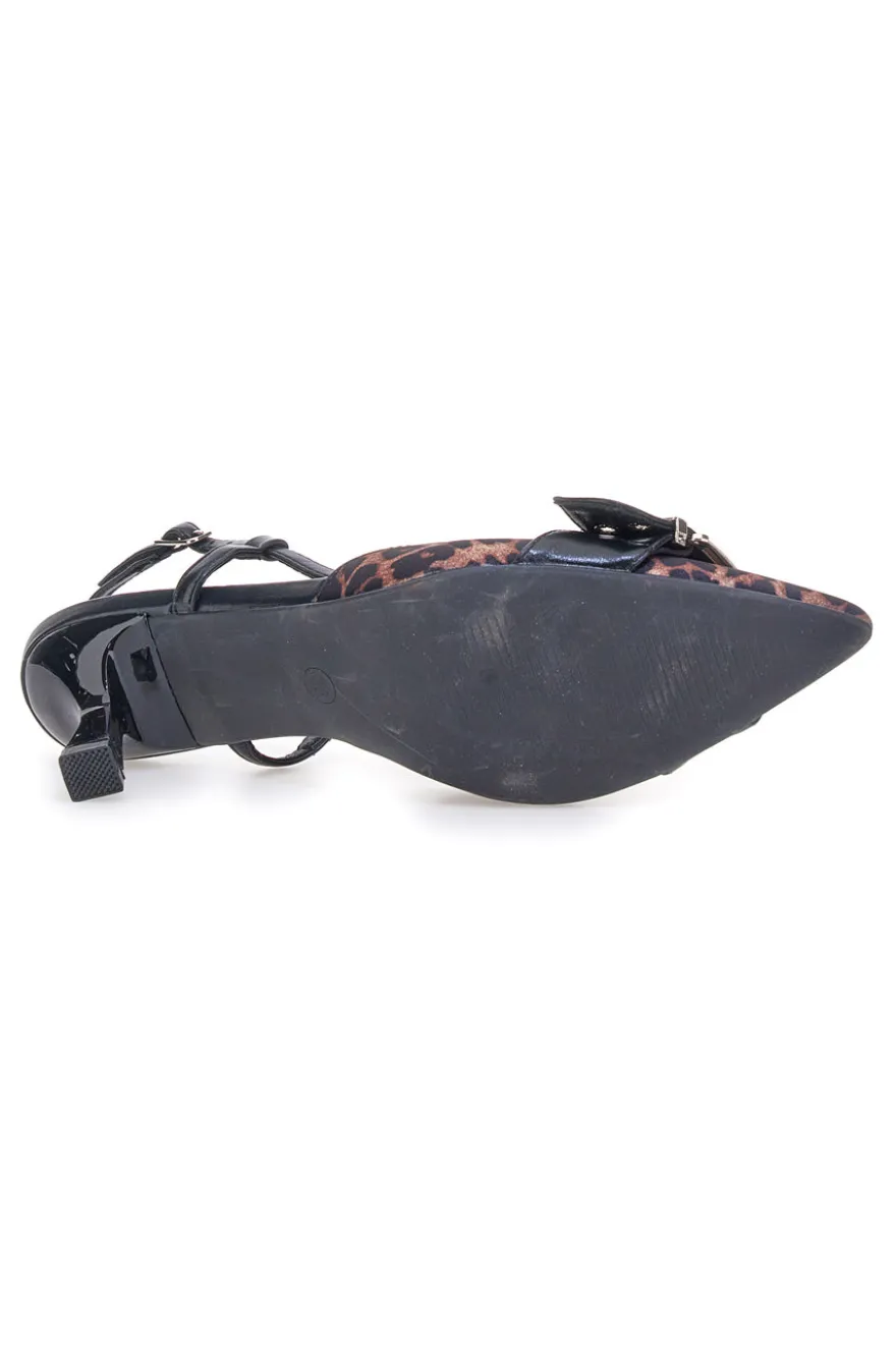 Décolleté Animalier e Nero slingback tacco medio Mon dieu APY22