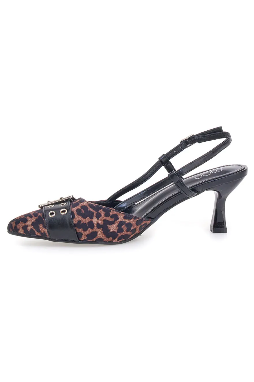 Décolleté Animalier e Nero slingback tacco medio Mon dieu APY22