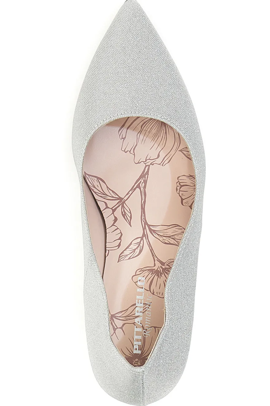 Décolleté argento glitter con tacco medio Pittarello Romantic 5384