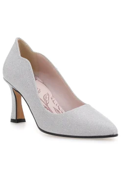 Décolleté argento glitter con tacco medio Pittarello Romantic 5384