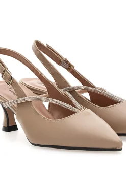 Décolleté beige a punta con cinturino gioiello Francesca Gritti 150
