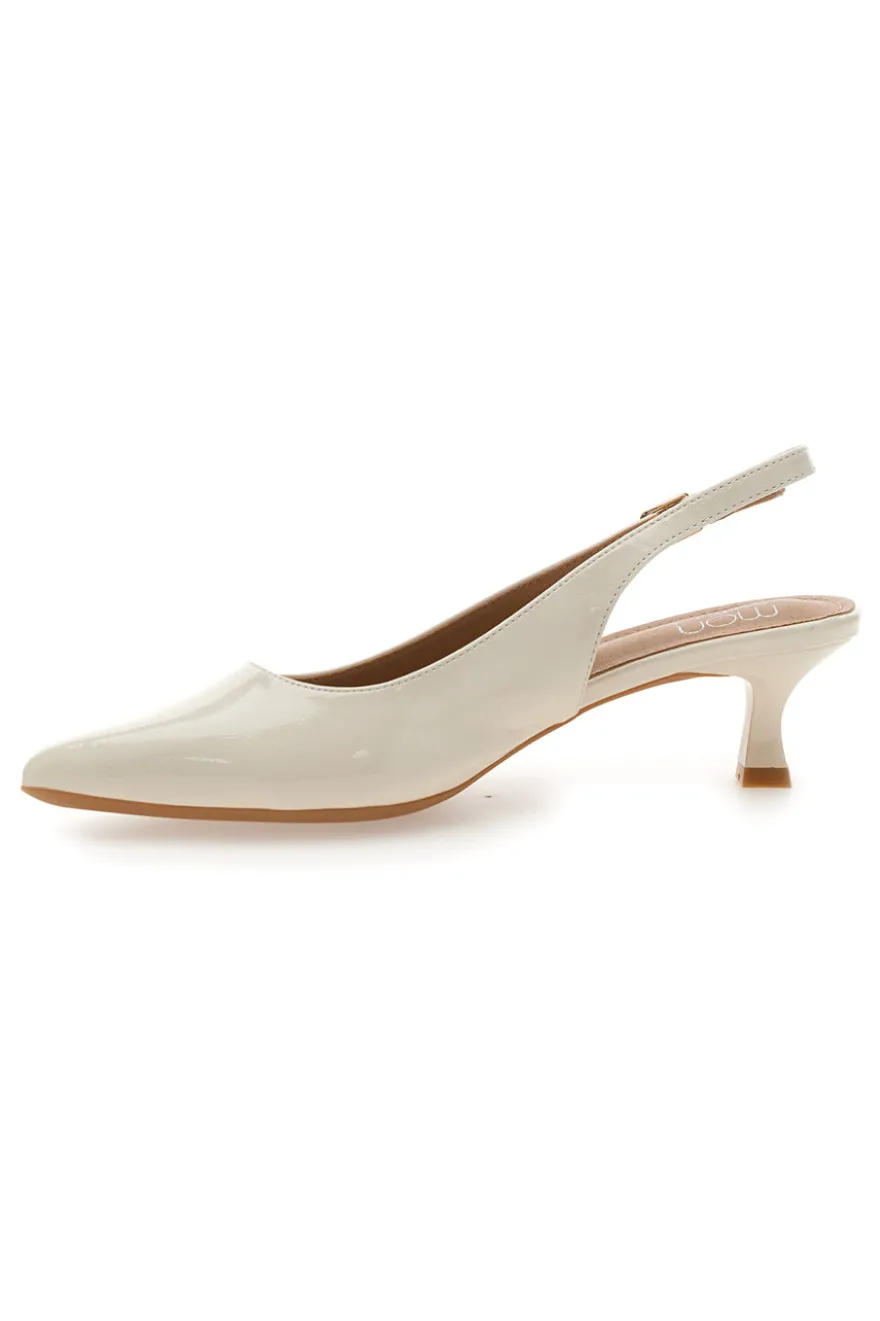 Décolleté Beige chiaro vernice slingback tacco medio Mon dieu FDS246C
