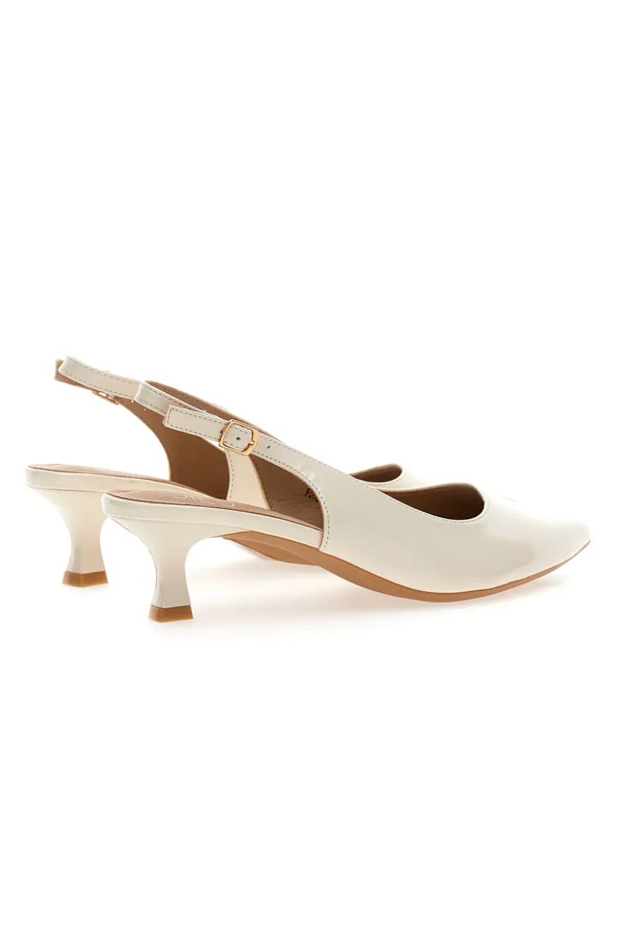 Décolleté Beige chiaro vernice slingback tacco medio Mon dieu FDS246C