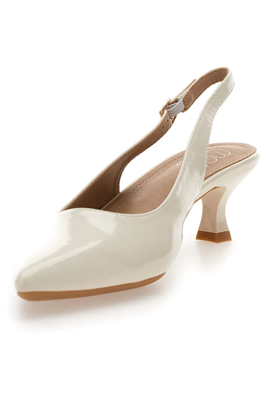 Décolleté Beige chiaro vernice slingback tacco medio Mon dieu FDS246C