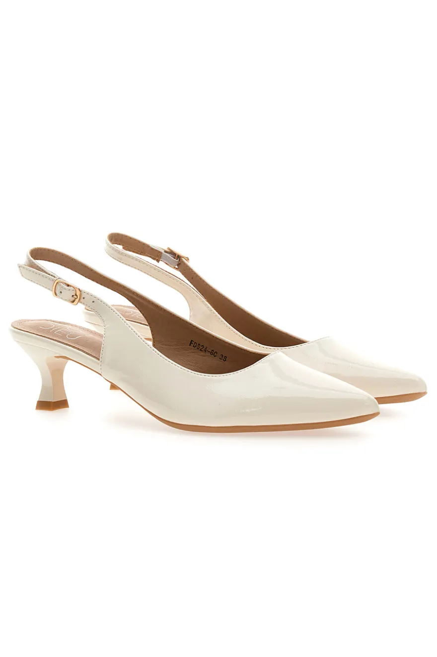 Décolleté Beige chiaro vernice slingback tacco medio Mon dieu FDS246C
