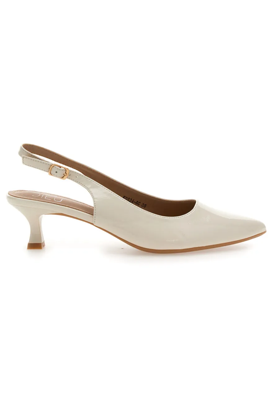 Décolleté Beige chiaro vernice slingback tacco medio Mon dieu FDS246C
