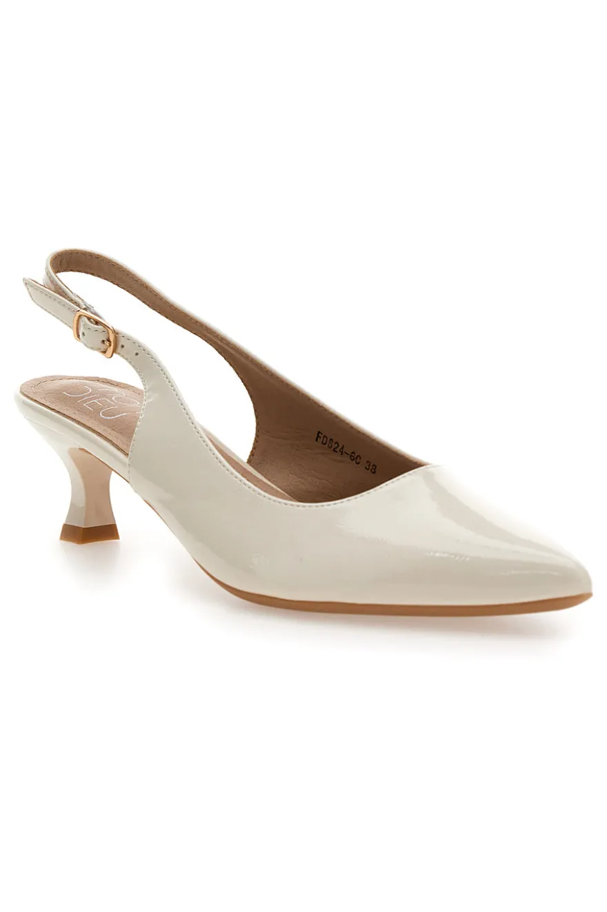 Décolleté Beige chiaro vernice slingback tacco medio Mon dieu FDS246C