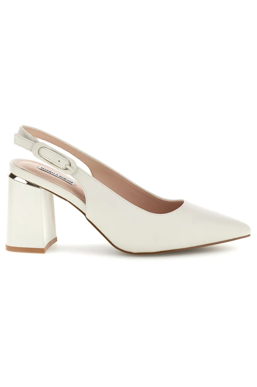 Décolleté beige con cinturino slingback tacco largo Burani 51882c1235