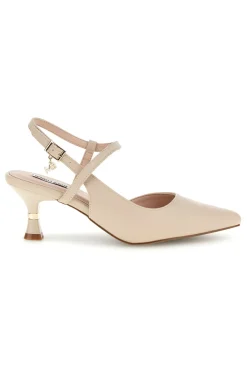 Décolleté beige con cinturino incrociato slingback tacco medio Burani 51853c1225