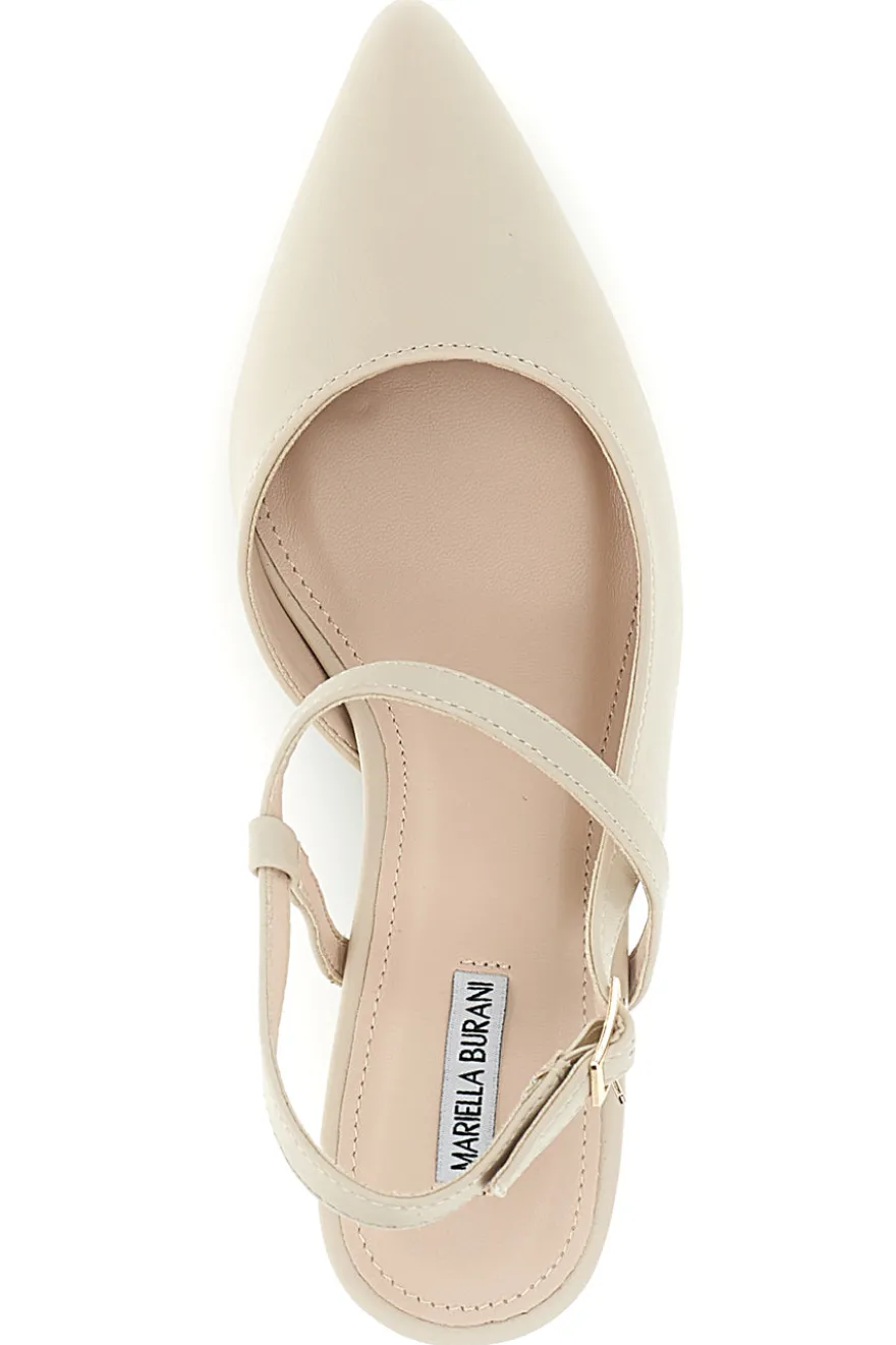 Décolleté beige con cinturino incrociato slingback tacco medio Burani 51853c1225