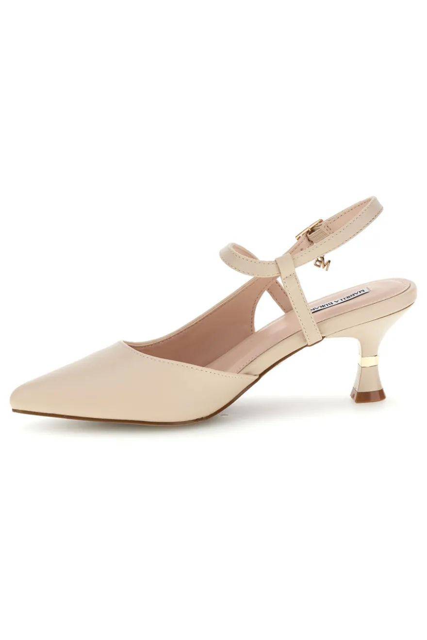 Décolleté beige con cinturino incrociato slingback tacco medio Burani 51853c1225