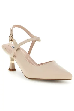 Décolleté beige con cinturino incrociato slingback tacco medio Burani 51853c1225