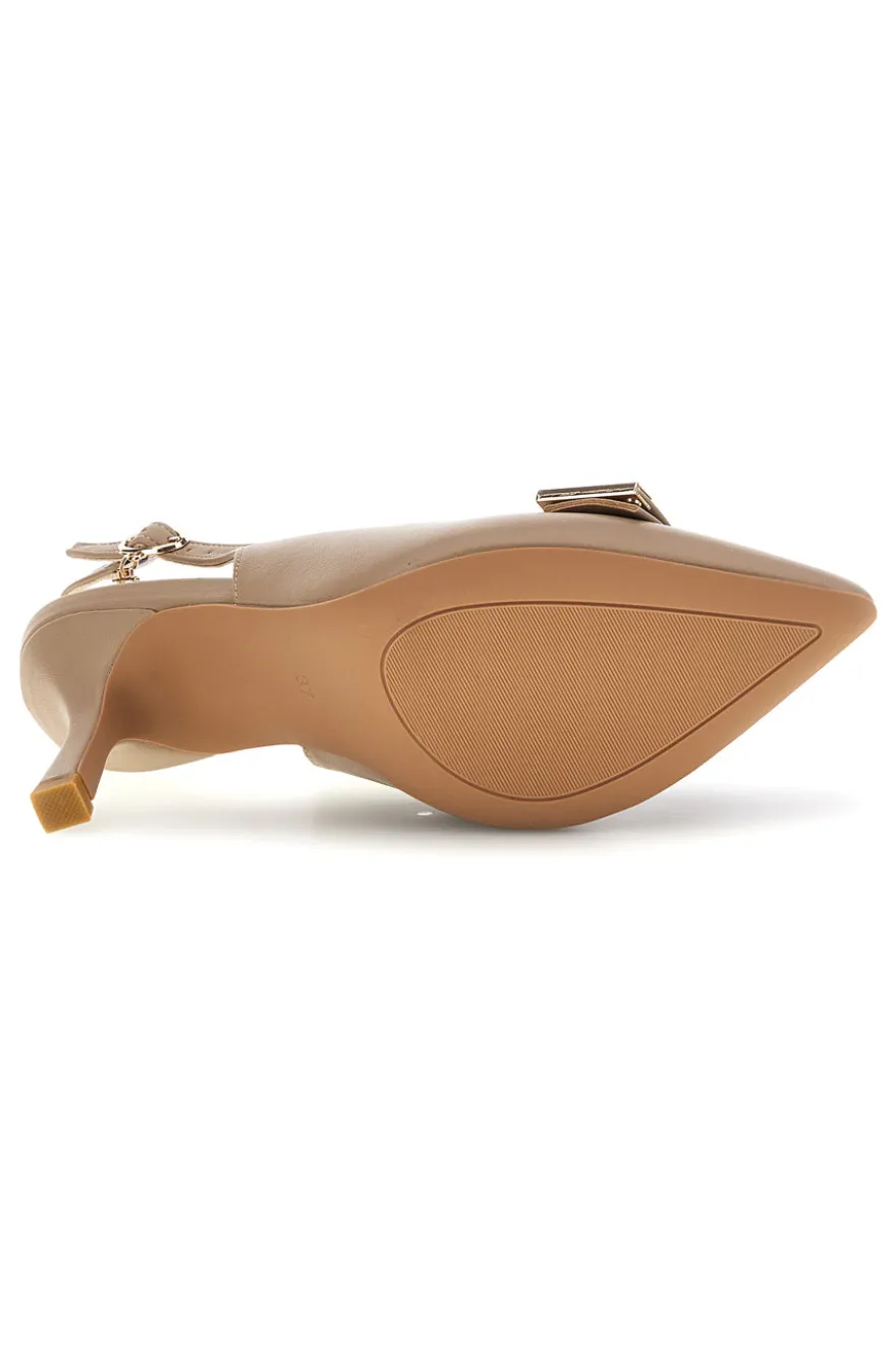 Décolleté beige con cinturino e dettaglio metallico Ferre F030
